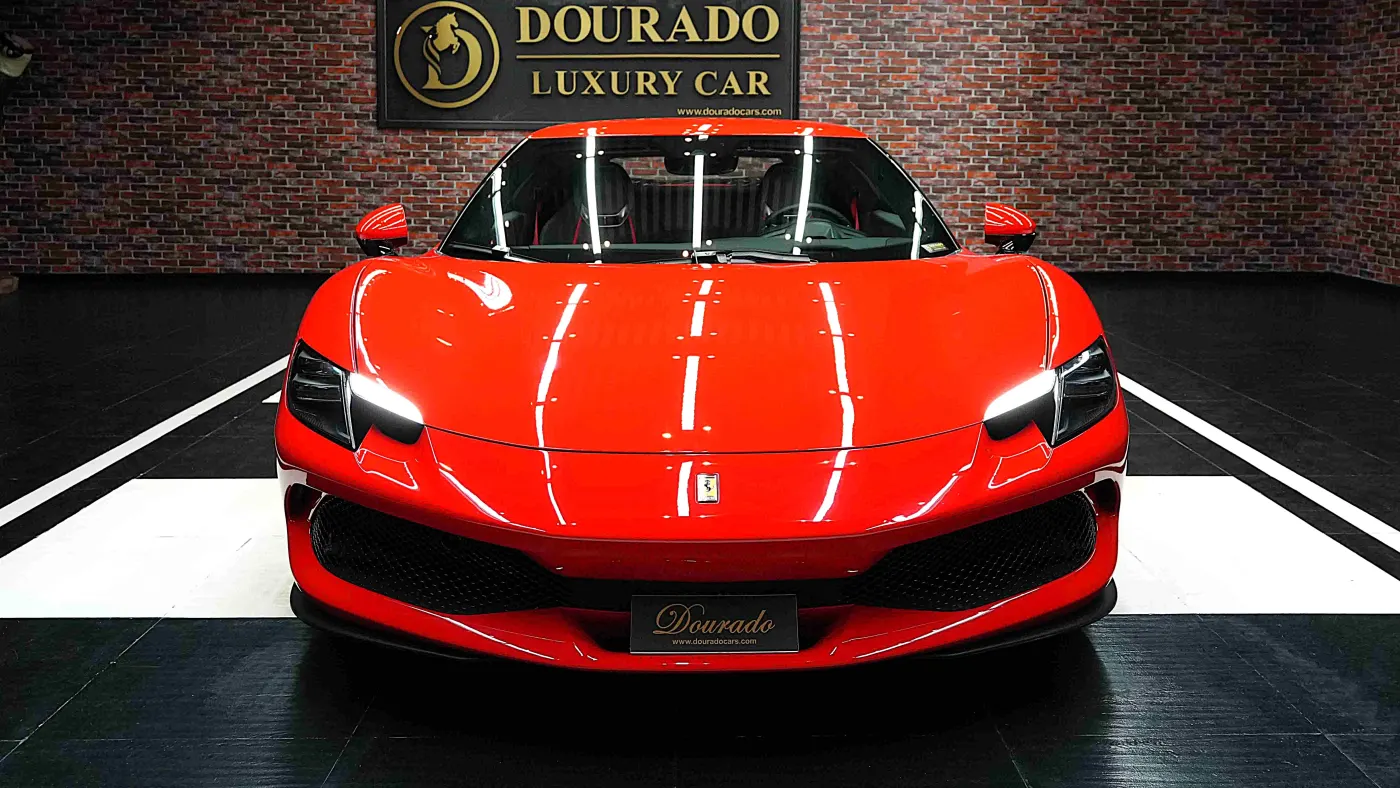 Ferrari 296 GTB GCC Spec extraordinary wide-angle V6 hybrid sports car in UAE