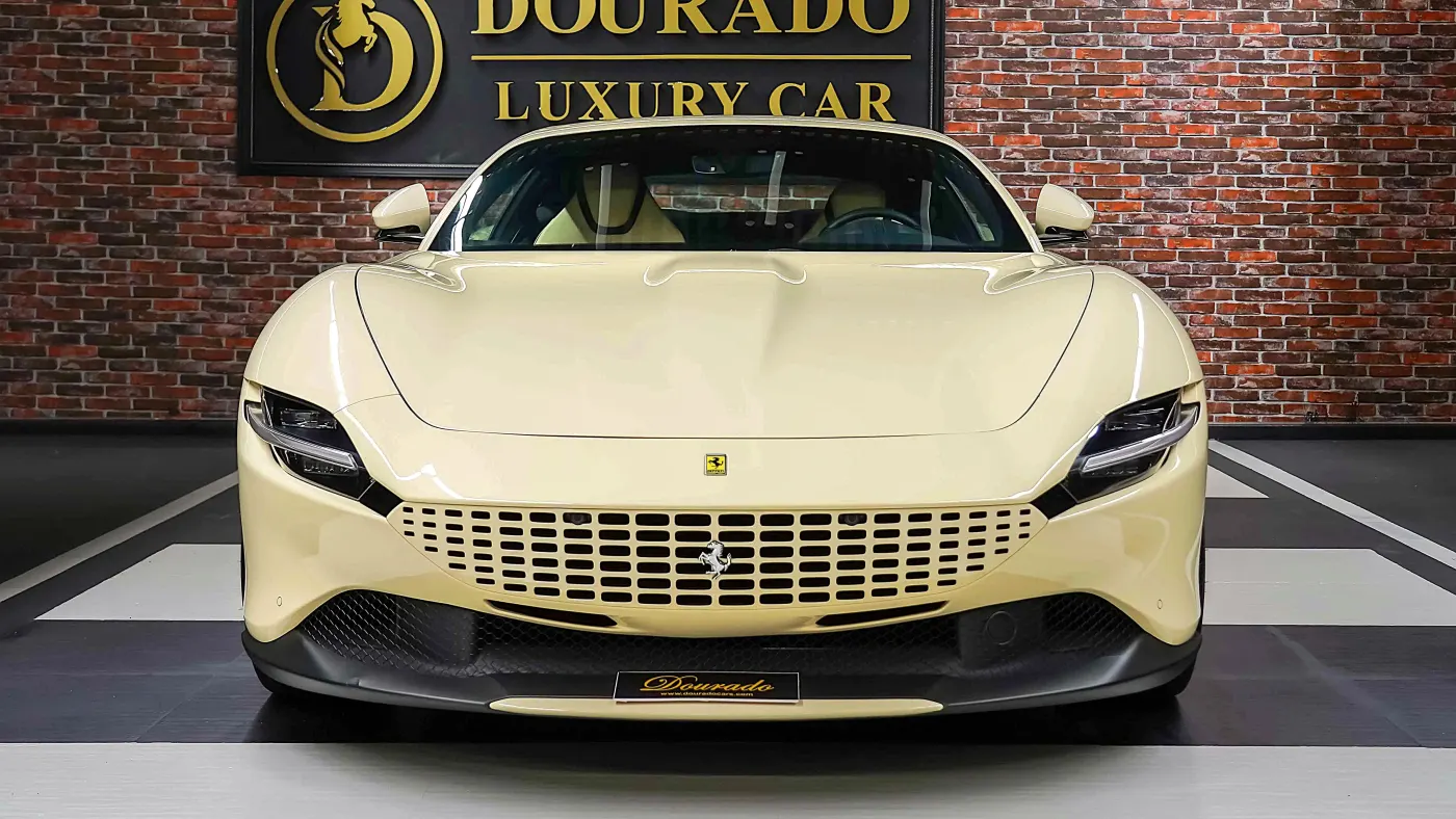 Ferrari Roma 2022 Avorio Beige sophisticated high-performance sports car showcased in UAE