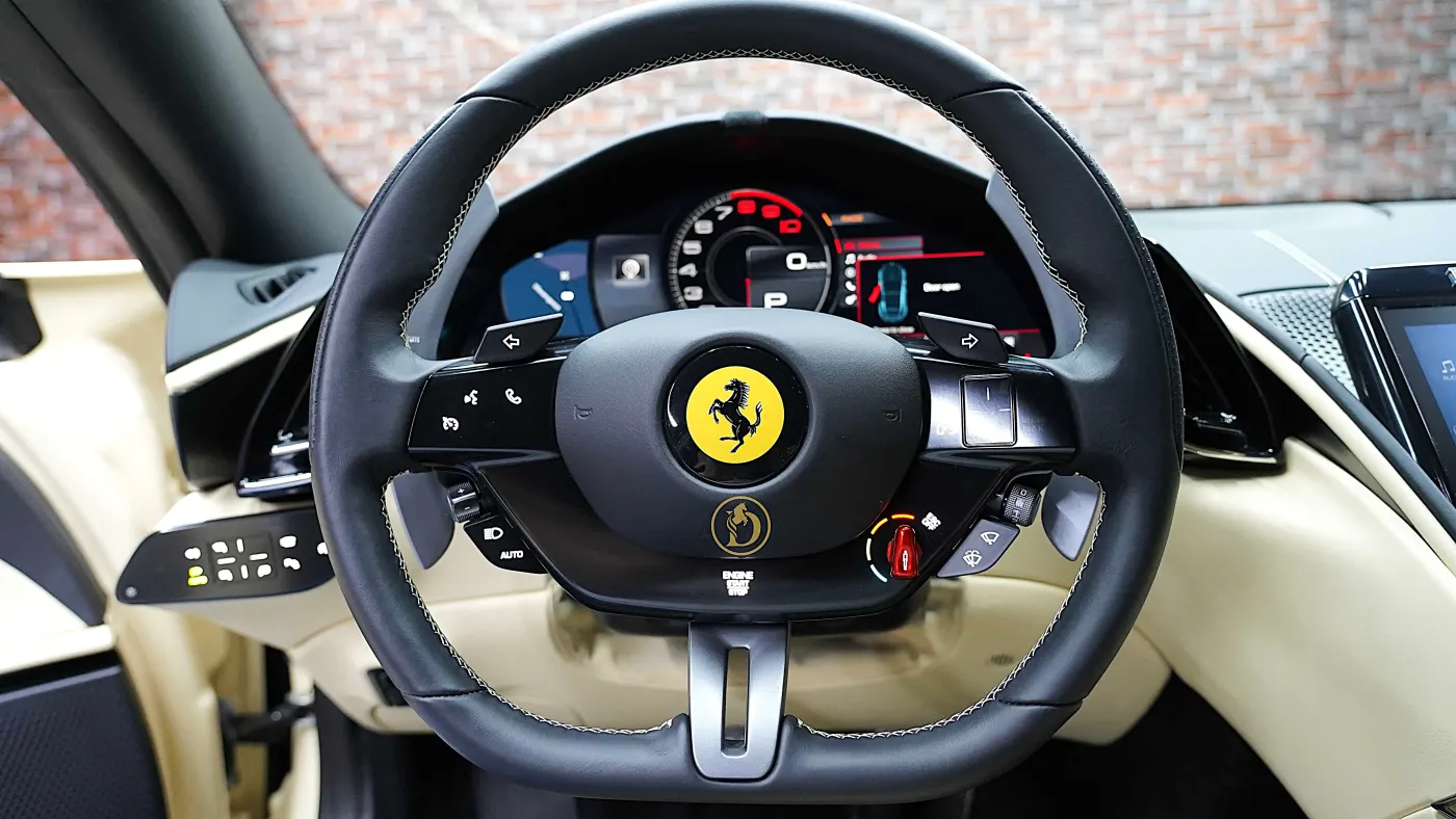 Experience Ferrari Roma 2022 Avorio Beige with twin-turbo V8 elegance and iconic styling