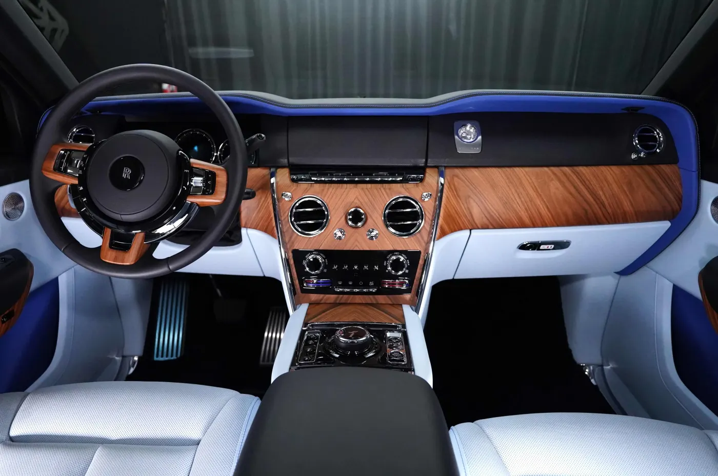 Flagship Rolls-Royce Cullinan by Onyx Concept Deep Salamanca Blue widebody SUV showcased at Dourado Luxury Car Dubai showroom