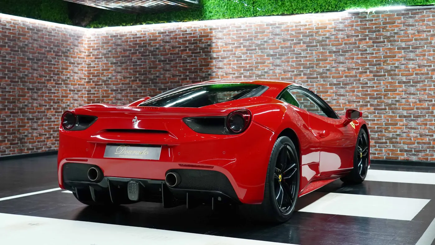 Discover Ferrari 488 GTB premium automobile in Dubai showroom