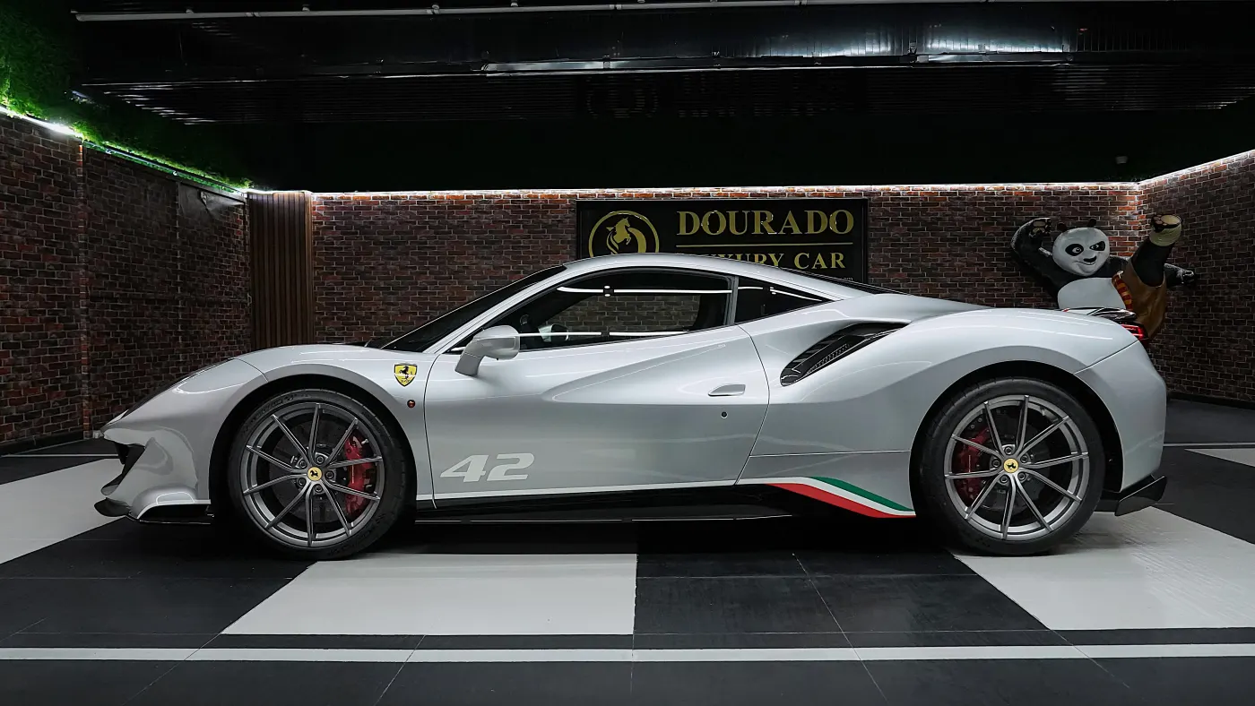 Ferrari 488 Pista Piloti limited production exotic vehicle in Dubai showroom