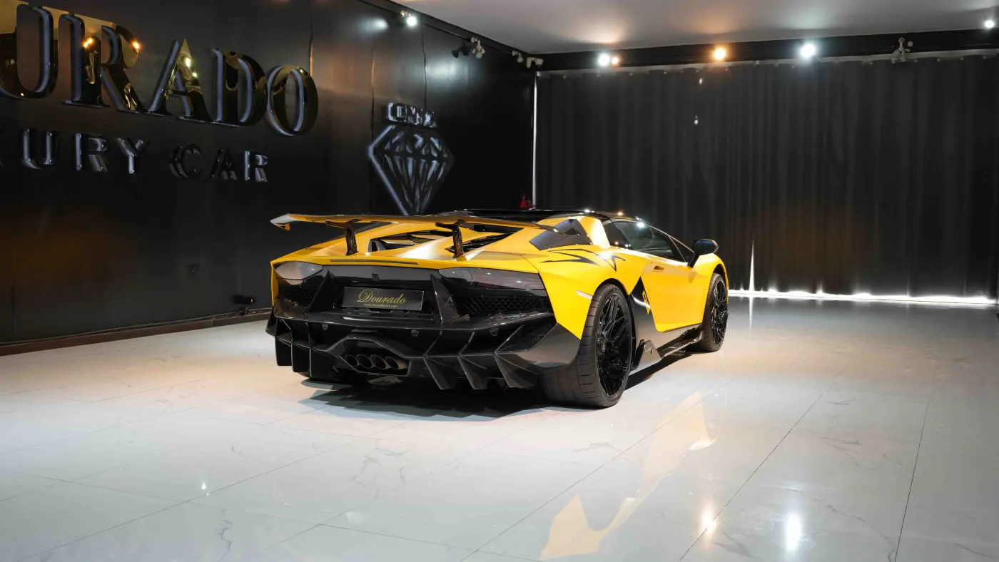 Lamborghini Aventador SV Roadster premium supercar showcased in UAE showroom