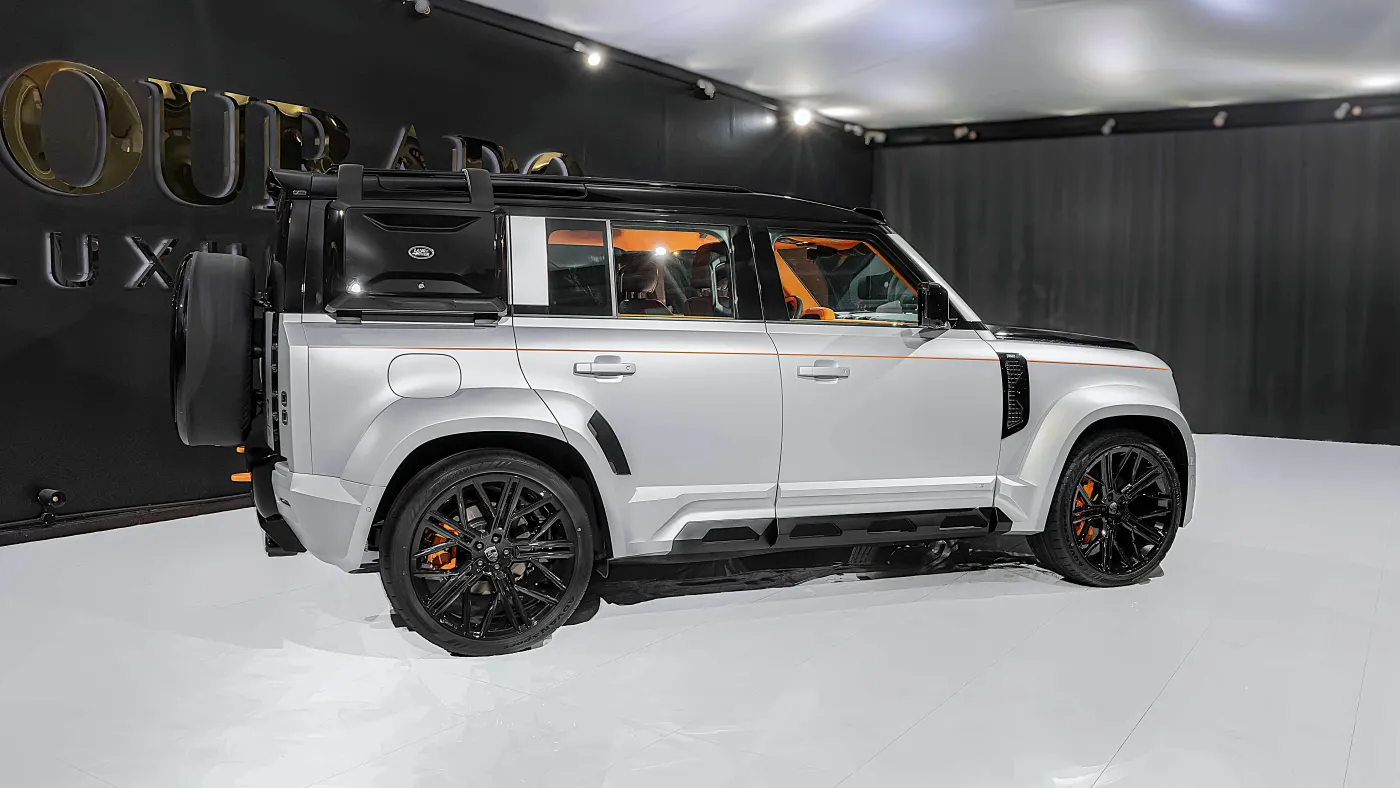 Land Rover Defender 110 premium luxury SUV showcased in UAE showroom